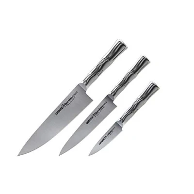 Immagine di SAMURA Set di Coltelli da Chef 3 Pezzi Bamboo Realizzato in Solido Acciaio Giapponese