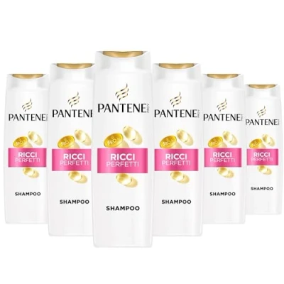Immagine di Pantene PRO V Shampoo Ricci Perfetti 6x300ml per Crespi e Ribelli, Deterge Protegge i Legami del Capello Capelli dall&#039;Aspetto Sano, Senza Olio Minerale Coloranti, con Active Nutri Plex