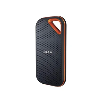 Immagine di SanDisk SSD NVMe Extreme PRO da 2 TB (SSD portatile, USB C, fino a 1050 MB/s in lettura e scrittura, robusto resistente all&#039;acqua, moschettone)]