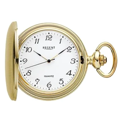 Immagine di REGENT Orologio da tasca uomo Savonnette Coperchio pieghevole 47 MM Quarzo Bianco Numeri arabi, P 736 oro, Classico