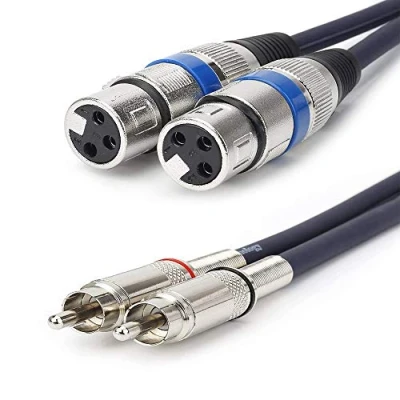 Immagine di HTRUIYATY 2xCavi XLR Femmina a 2xCavo RCA,Adattatore Di Alta Qualità,Connettore Per Microfono Cavo Audio Amplificatore Potenza(5m)