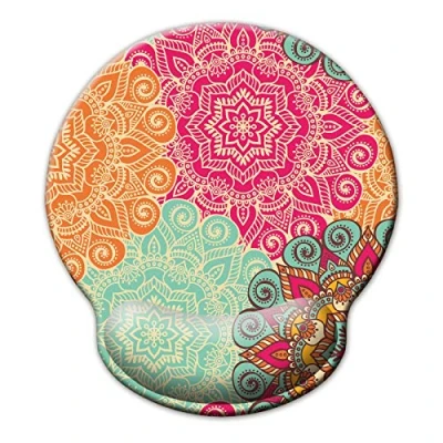 Immagine di Jahosin Tappetino per mouse con poggiapolsi, poggiapolsi ergonomico nero puro,comodo pad antiscivolo in memory foam computer e ufficio 25x23 mandala