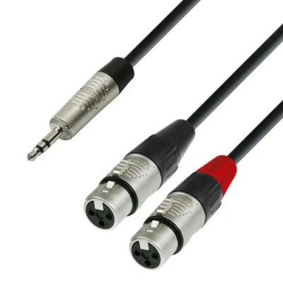 Immagine di Adam Hall Cables 4 STAR YWFF 0180 Cavo audio REAN jack stereo da 3,5 mm a 2 x XLR femmina 1,8 m