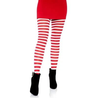 Immagine di Leg Avenue 7100 calze a righe, un formato, bianco/rosso