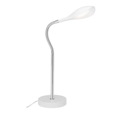 Immagine di BRILONER Leuchten lampada da tavolo a LED, scrivania con braccio flessibile e interruttore, 4,5 watt, 500 lumen, 3.000 Kelvin, cromata bianca