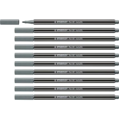 Immagine di STABILO Set di 3 pennarelli metallizzati penna 68 metallic, punta media, argento