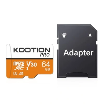 Immagine di KOOTION Micro SD 64GB Scheda MicroSDXC Memoria 64G U3 Memory Card 64 Giga UHS I A1 4K Alta Velocità di Lettura Fino a 100 MB/s, per Telefono,Videocamera,Gopro,Tablet