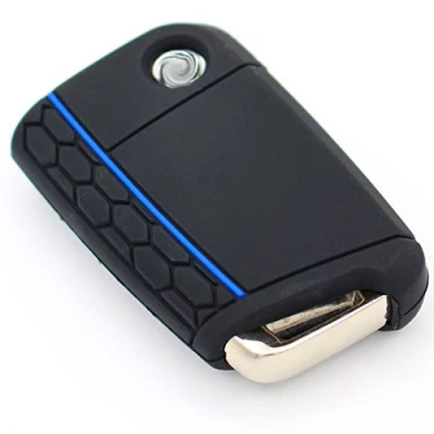 Immagine di Cover Chiave Auto Caso di protezione con 3 tasti Silicone design case custodia per chiavi veicoli accessori VB (Nero/blu)