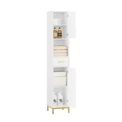 Immagine di SoBuy mobile a Colonna bagno alto con 2 ante da scomparti aperti stretto Bianco 30x30x170cm BZR181 W