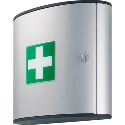 Immagine di Durable 197023 First Aid Set M, cassetta pronto soccorso con serratura, contenuto, 302x280x118 mm (LxHxP), argento metallizzato
