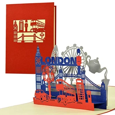 Immagine di A125AMZ biglietto pop up 3D per auguri, voucher di viaggio, ad es. fine settimana a Londra, compleanno lui o lei