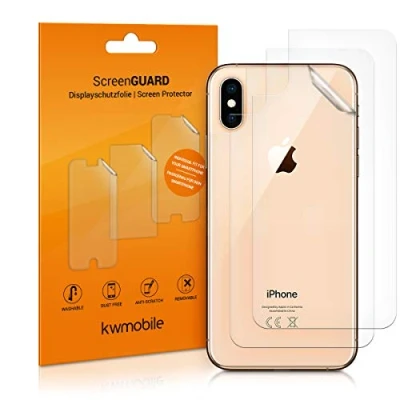 Immagine di kwmobile 3X Pellicola Protettiva Posteriore Compatibile con Apple iPhone XS Protezione Trasparente Retro Smartphone Film Protettivo AntiGraffio