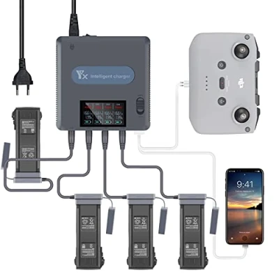 Immagine di WANGCL 6 in 1 Display LCD Doppia modalità di ricarica Caricabatteria Caricatore intelligente Hub Stazione per DJI Mavic 3 Drone
