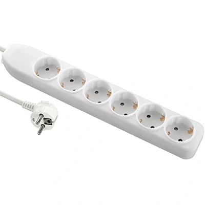 Immagine di Electraline 51611 Ciabatta multipresa a 6 prese con interruttore, cavo 3 G1, 1,5 m, colore: bianco