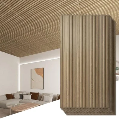 Immagine di Art3d Confezione da 6 pannelli parete 3D a doghe per decorazione di pareti interne, 0,6 x 1,2 m, in PVC, piastrelle decorative soffitto goccia, colore noce