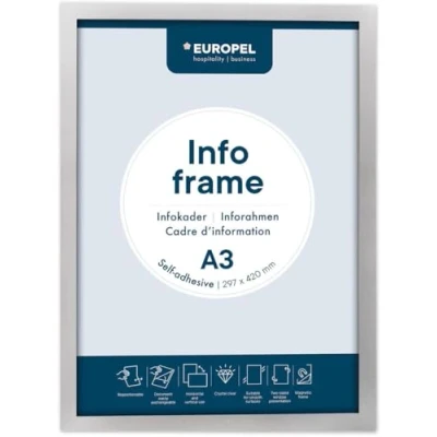 Immagine di Europel 196000 adesivo magnetico in PVC, A3 argento, set 2 pezzi, riposizionabile, visibile fronte/retro, ritratto o paesaggio, dimensione fuori tutto 450x327mm