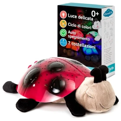 Immagine di Cloud b Luce Notturna calmante con proiettore di stelle Luminosità delicata 3 Colori 8 Costellazioni Auto spegnimento Twilight Ladybug Red