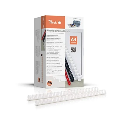 Immagine di Peach PB420, spirali per rilegatura, 20 mm, formato A4, confezione da 100 pezzi, colore: bianco