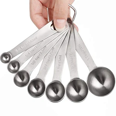 Immagine di misurini, 18/8 cucchiai dosatori in acciaio INOX, Set di 7 magnetici metallo misura per secco e ingredienti liquidi of