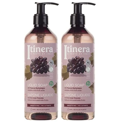 Immagine di ITINERA Sapone liquido all&#039;uva Rossa toscana, 95% di ingredienti naturali 370 ml (2 pezzi, uva)
