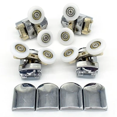 Immagine di Set di 4 rotelle per la porta della doccia, 23 mm diametro, strumenti ricambio anta scorrevole, superiore e inferiore (Model 1)