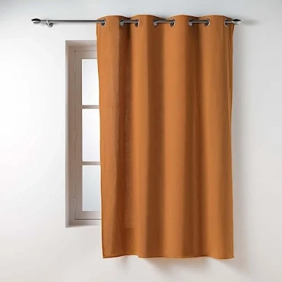 Immagine di Douceur d&#039;Intérieur Twily Tenda con Occhielli, 135 x 180 cm, Cammello, Cotone e Poliestere Riciclato
