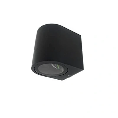 Immagine di Partenopea® Applique Lampada da parete a muro per lampadine LED gu10 potenza max supportata 10w interno esterno IP54 moderno faretto monoemissione (Curvato, Nero esclusa)