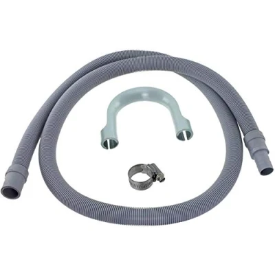 Immagine di Prolunga per tubi di scarico lavatrici e lavastoviglie, fascette stringitubo giunti inclusi, lunghezza 1,5 m confezione originale