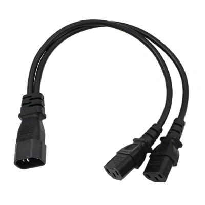 Immagine di HangTon cavo di alimentazione UPS PDU splitter a Y, prolunga IEC320 C14 maschio doppio IEC 320 C13 femmina, per monitor computer, stampante, 3 poli, 40 cm