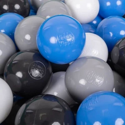 Immagine di KiddyMoon 700 Palline/7Cm Palline Morbide Colorate Per Piscina Bambini Fatto In EU, Grigio/Bianco/Blu/Nero