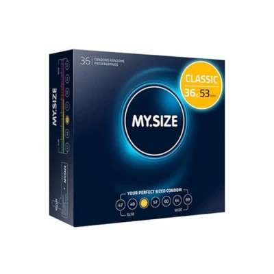 Immagine di MY.SIZE preservativi classici misura 3 I 53 mm di larghezza 36 pezzi confezione bulk premium extra sottili fedeli al tatto 0,07 spessore delle pareti