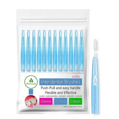 Immagine di MoriVeda® NP Vital Spazzole interdentali Set di 12 (0,7mm) i per un&#039;igiene orale pulita Funzione Push Pull Sviluppato con laboratori odontotecnici. 0,7mm