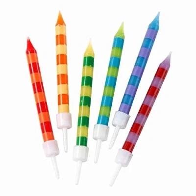 Immagine di Talking Tables Birthday Bash Striped Candles Candeline, Multicolore, 24 unità