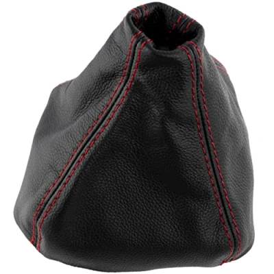 Immagine di Aerzetix C63364 Cuffia per leva del cambio in vera pelle compatibile con Renault Kangoo 2 dal 2007 al 2018 colore: nero cuciture rosse manuale