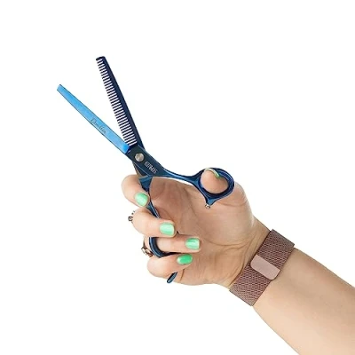 Immagine di Mikki Doodle, Cane, Cucciolo Forbici Singole per sfoltire e sfumare, Lama Semi Convessa affilata Resistente, Punte di Sicurezza smussate, Vite Tensione Regolabile Controllo, 16,5 cm