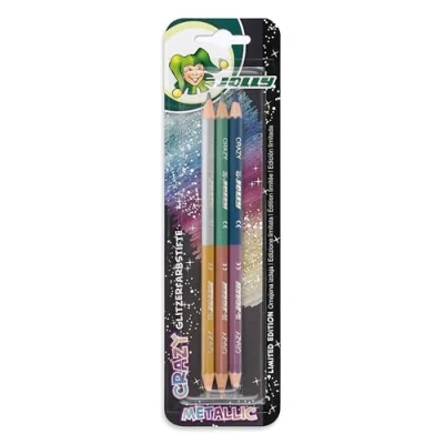 Immagine di JOLLY Supersticks CRAZY Metallic, 3 superstick matite glitter con miniera a doppio colore, 6 colori in penne, fantastici effetti metallici, prova di bambino e infrangibile
