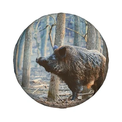 Immagine di NIBABAEU Copriruota di scorta per auto, con stampa cinghiale e suini nella foresta, impermeabile antipolvere