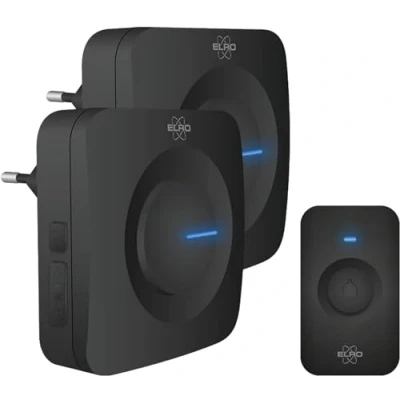 Immagine di ELRO DB3000 Set campanello Senza fili 2x Plug in/Ricevitore in batteria Nero