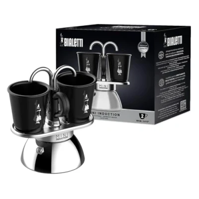 Immagine di Bialetti Mini Express Induction Caffettiera, Alluminio, Nero, 2 Tazze