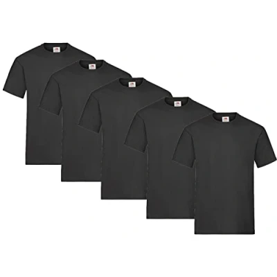 Immagine di Fruit of the Loom Maglietta da uomo, confezione 5 pezzi, in cotone pesante, M, L, XL, XXL, 3XL, diversi colori, M