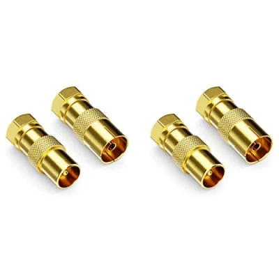 Immagine di deleyCON Set di 4 Adattatori per Cavo SAT 2 Connettore F a Spinotto IEC Maschio e Femmina Coassiale Antenna Attacco
