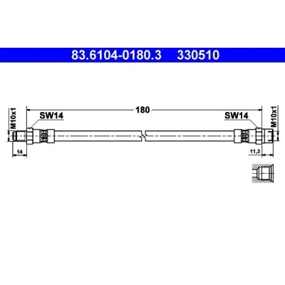 Immagine di ATE 83.6104 0180.3 Tubi Freno 180 M10x1