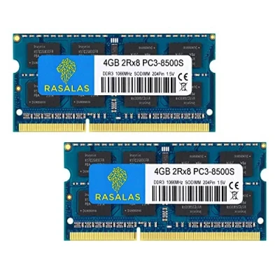 Immagine di Rasalas 8 GB (2 x 4 GB) Dual channel Kit DDR3 1066 mhz PC3 8500S 1067 SO Dimm per portatile notebook 204PIN