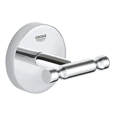 Immagine di GROHE Start Cosmopolitan QuickFix, Gancio per accappatoio (metallo, fissaggio nascosto, viti e tasselli inclusi, montaggio facile QuickGlue), misura 55 mm, Cromo, 41168000