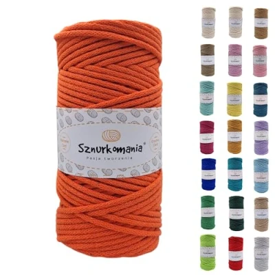 Immagine di cordoncino di cotone 3 mm 100 m, 46 colori, in intrecciato mm, corda macramè, filato alta qualità, macramè (arancione)