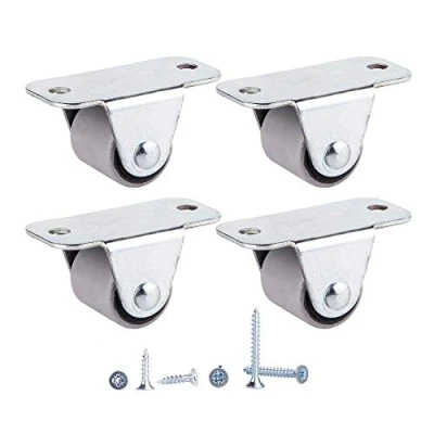 Immagine di (Confezione da 4) Ruote 16 mm in gomma con movimento morbido piastra metallica viti Set piccolo per mobili 25 kg
