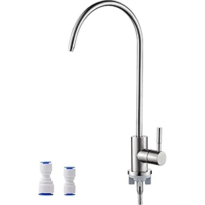 Immagine di Ibergrif M22301A Rubinetto da lavello, in acciaio INOX, girevole a 360, ad osmosi inversa con 2 adattatori per rubinetto, argento