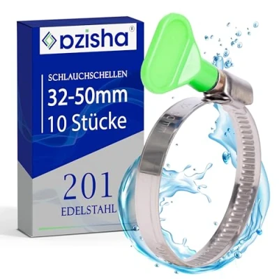Immagine di AZISHA Fascette Metalliche Stringitubo 32 50mm 10 Pezzi Inox Regolabile Acciaio Fascetta Metallo Per Tubi Piscina,Giardino,Gas,Lavatrice,Auto E Acqua