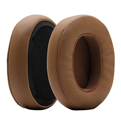 Immagine di Poyatu cuscinetti auricolari di ricambio per cuffie Skullcandy Crusher/ANC/EVO Bluetooth Wireless Hesh 3 &amp; EVO ANC grigio/marrone chiaro in memory foam parti riparazione