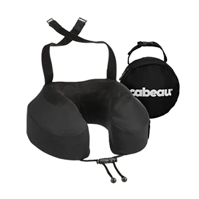 Immagine di Cabeau Evolution S3 Travel Pillow Straps to Airplane Seat Ensures Your Head Won’t Fall Forward Relax with Plush Memory Foam Quick Dry Fabric Keeps You Cool and (Jet Black)…